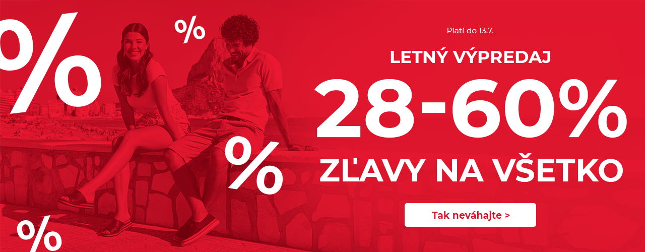 Letný výpredaj 28-60 % na všetko Letný výpredaj 28-60 % na všetko