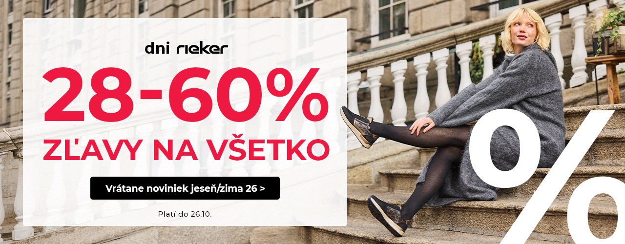 Dni Rieker 28-60% na všetko Dni Rieker 28-60% na všetko